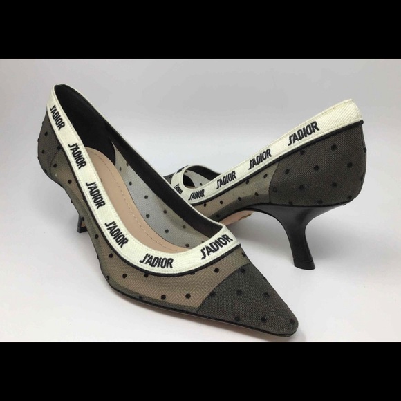 NWOT Christian Dior J'Adior White Ribbon Black Mesh Pumps, Size US 7.5, EU 37.5. - Picture 7 of 7